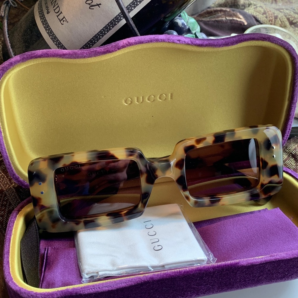 Authentic GUCCI 48mm Rectangular Tortoise Acetate sunglasses - Picture 3 of 14